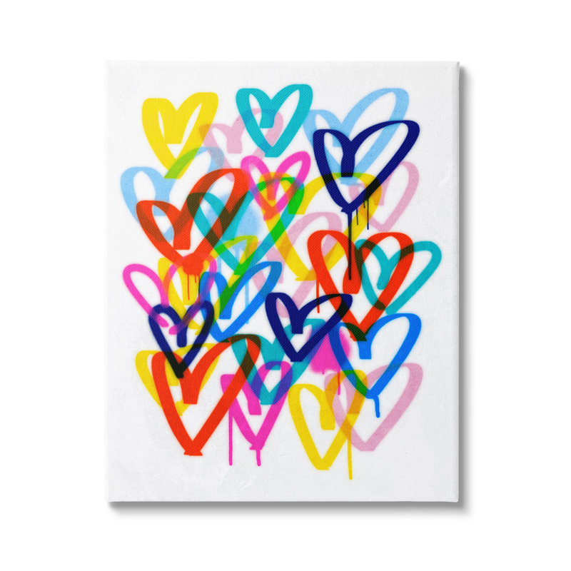 «Urban Graffiti Hearts on Canvas» par Victoria Barnes, reproduction, H 30 po x l 24 po x P 1,5 po