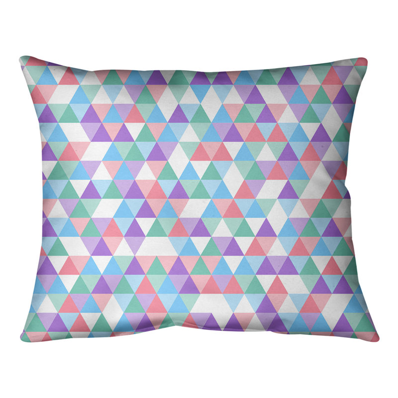 Coussin lombaire triangle, Bourre en polyester, Bleu / rose / rose, H 21,5 po x l 31 po