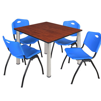 Kee Square Breakroom Table Top, 4 M Stack Chairs