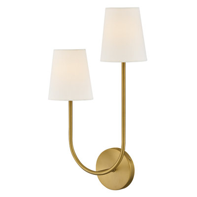 2-Light Right Hand White Linen Wall Sconce