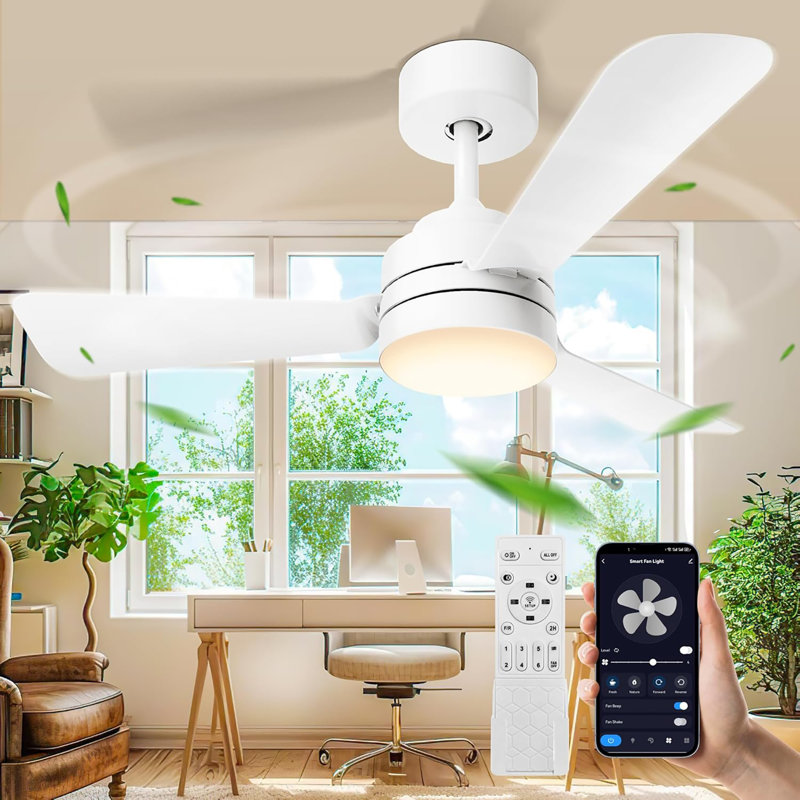 Ventilateurs de plafond avec lumières, petit ventilateur de plafond de 28 po, ventilateurs de plafond faciles à installer avec lumière et télécommande, 3000-6500K, à intensité variable, petit ventilateur de plafond pour chambre / cuisine / garage
