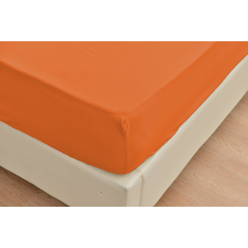  Ensemble de draps en rayonne ultra doux et infroissable, Ensemble de draps pour très grand lit + un drap-h, Orange brûlé