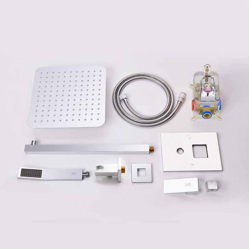 10 Inch Wall Mounted Complete Shower System with Rough-In Valve, Polished Chrome