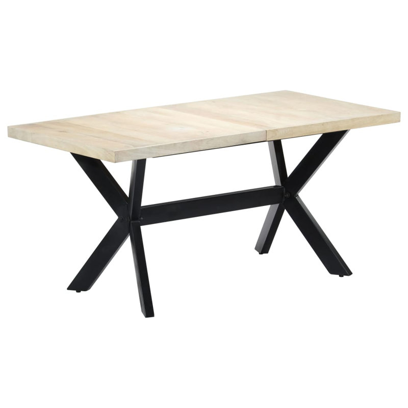 Dining Table Kitchen Table Dining Room Dinner Table Solid Mango Wood, 29.5" H x 62.99" L x 31.5" W, White