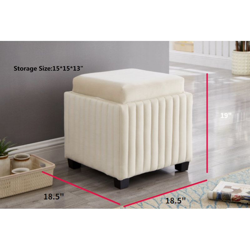 1 banc de rangement rembourré en tissu, Beige