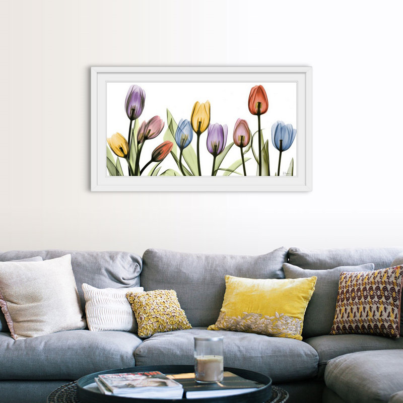 Tulipe - imprimé, H 32 po x l 56 po x P 1 po, Cadre blanc