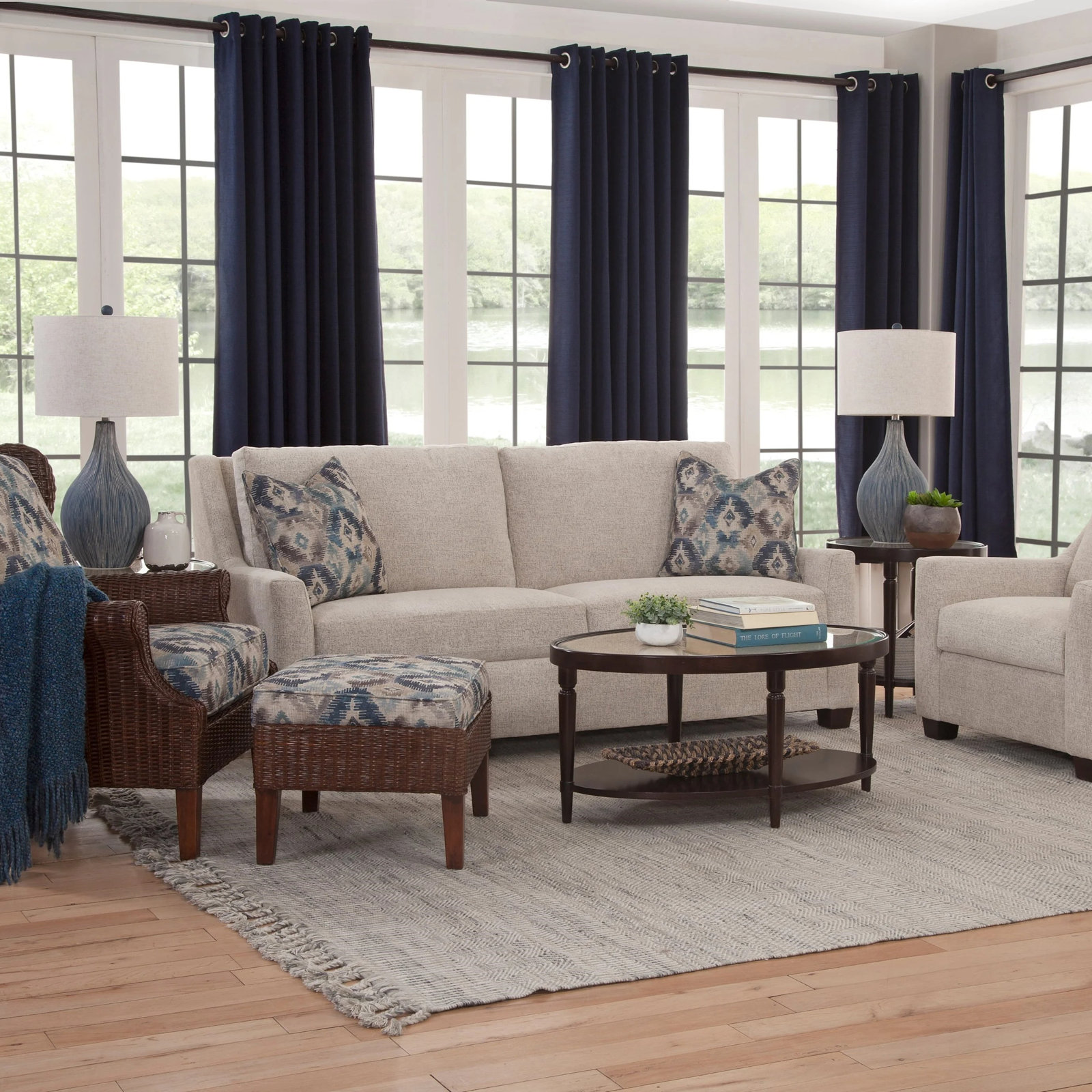 Columbus 82'' Upholstered Sofa, Black, White Performance Fabric; 0851-94