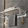 24 inch foldable towel rack with movable hooks for bathroom wall storage, space saving, practical and convenient.