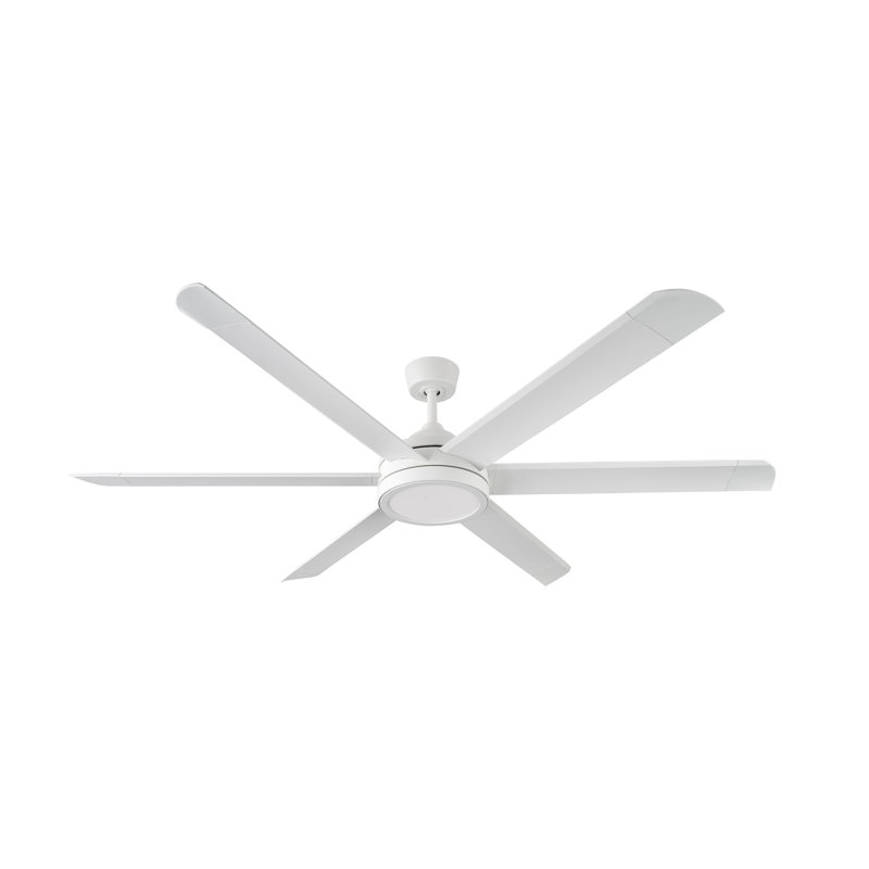 Blazer 72 in. 6 Blade Matte White Ceiling Fan with Remote Control, Dimmable LED Light Kit, and Reversible Motor, Matte White