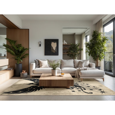 Soft Plush Churchton Posh & Luxe Starburst Area Rug in Beige – Beige Binding