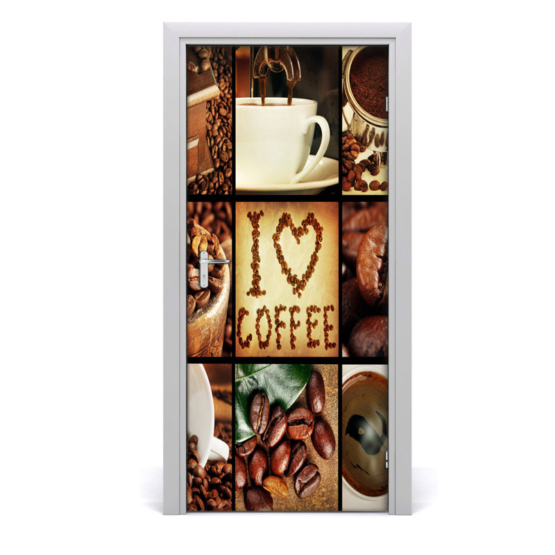 Home Coffee Collage Door Decal, 205cm H x 95cm W