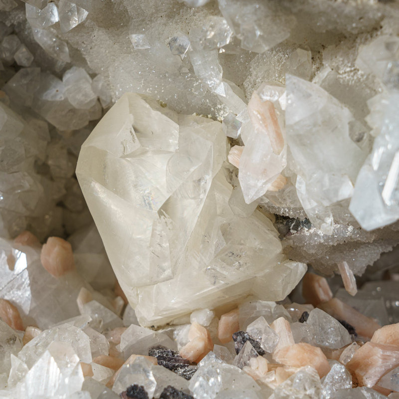Gem Green Apophyllite And Stilbite With Golden Calcite From Jalgaon, Aurangabad District, Maharastra, India