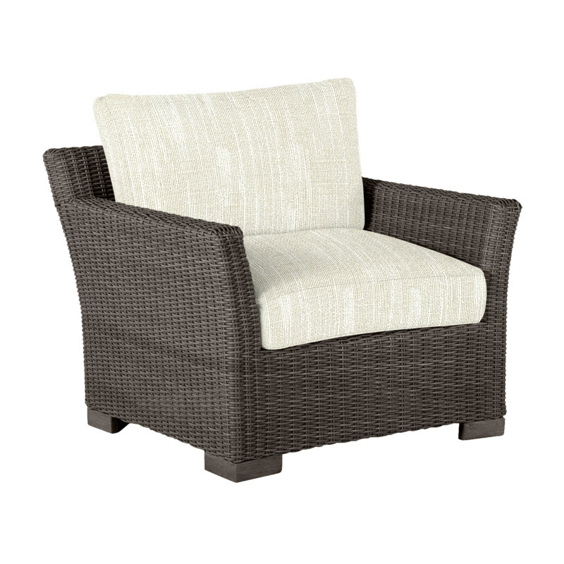 Club Patio Chair with Cushions, No Welt, Black Walnut, Dove Sunbrella® Linen