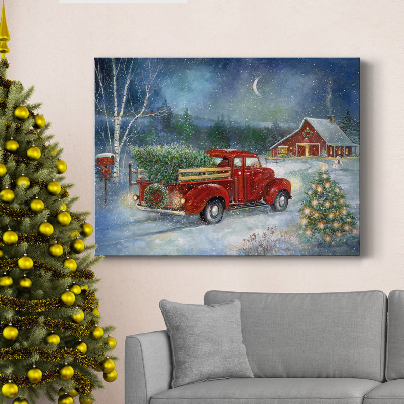 Livraison de Noël - Toile tendue avec châssis de qualité supérieure - Prêt à être accroché, H 32 po x l 24 po x P 1 po