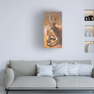 «W is for Kangaroo» de Rita Kirkman, art mural sur toile tendue pour décoration de salon, de chambre à coucher ou de bureau - 24 x 47