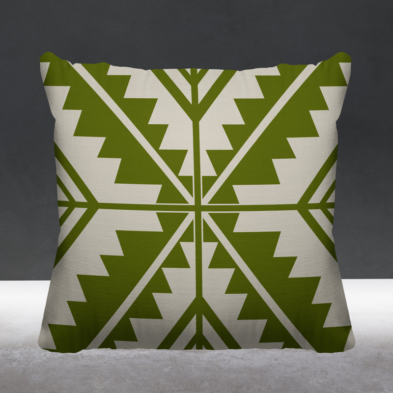 Coussin décoratif intérieur / extérieur Tala Southwestern, L 17 po x H 17 po, Chartreuse