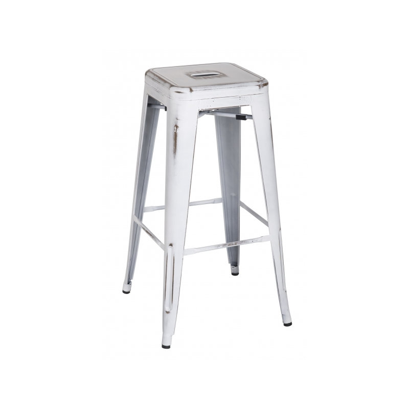 Tabouret de bar de terrasse vieilli 30" Grose, Blanc