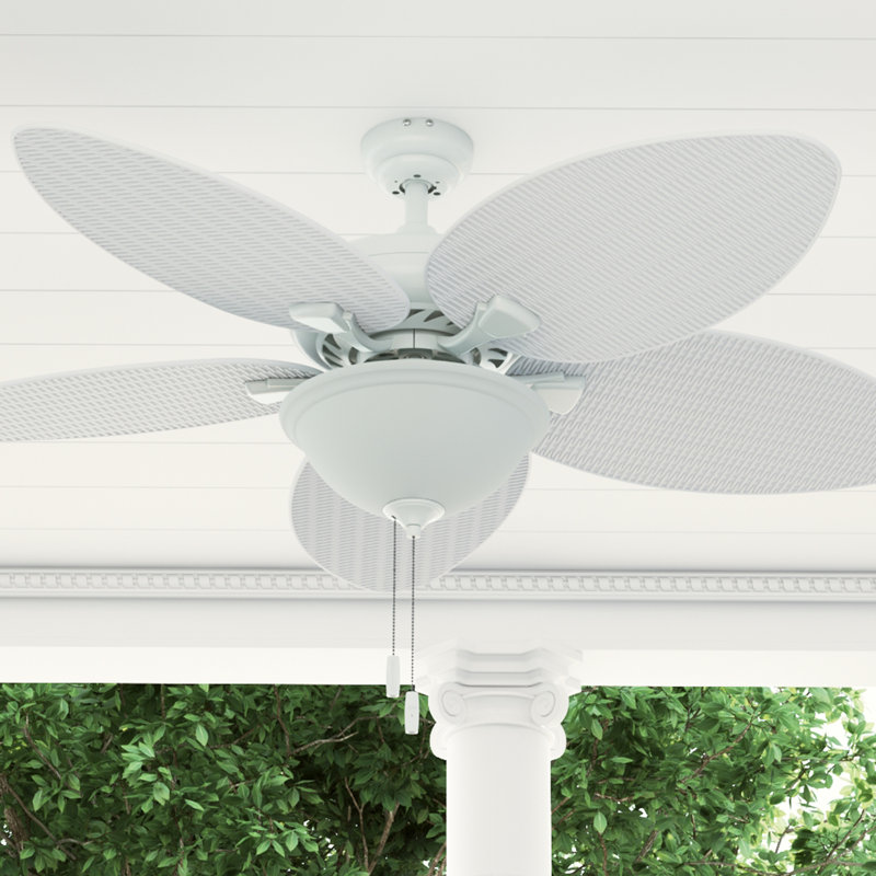 Ventilateur de plafond intérieur et extérieur 52 "avec éclairage Palm Valley, Blanc