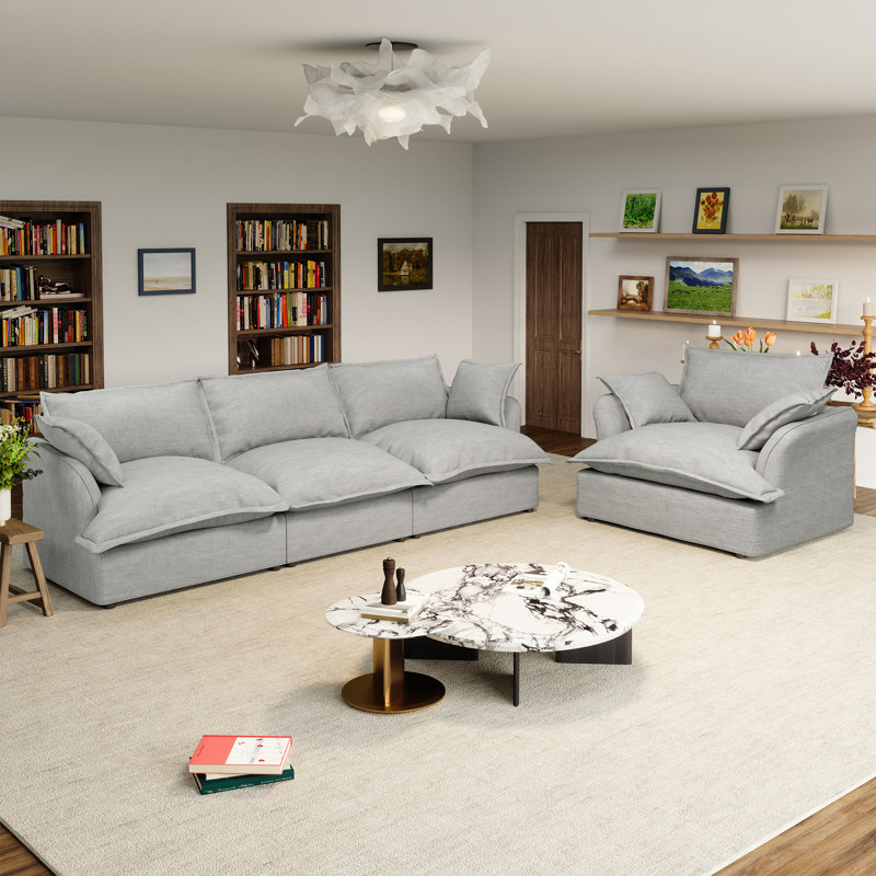 Upholstered Sectional Sofa, Gray