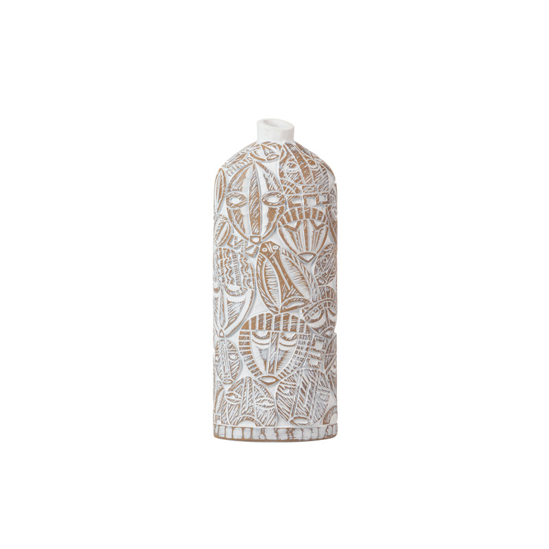 Table Vase, 37cm H x 15cm W x 11cm D, White/Gold