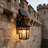 Solar Wall Lantern Outdoor, Clear Glass And Aluminum Gld