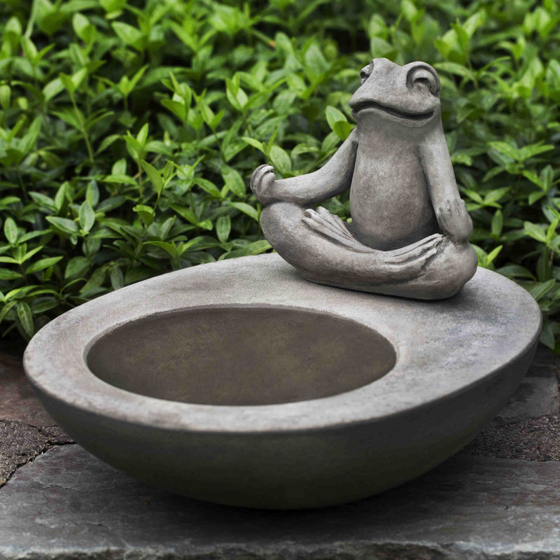 Zen Concrete Birdbath, Graystone