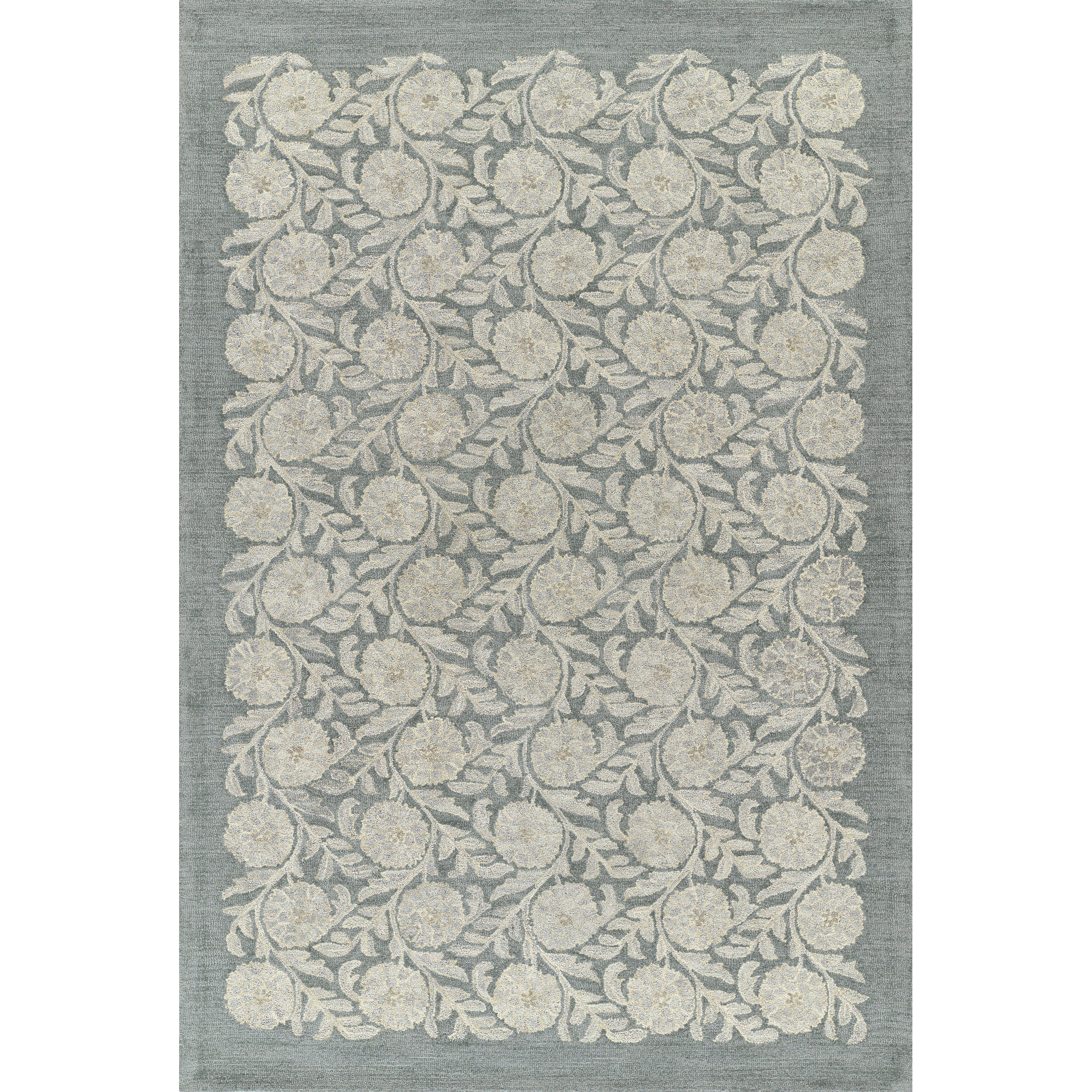 Dunleavy Hand Tufted Wool Floral BlueAreaRug5' X 7'6", 2' X 3'