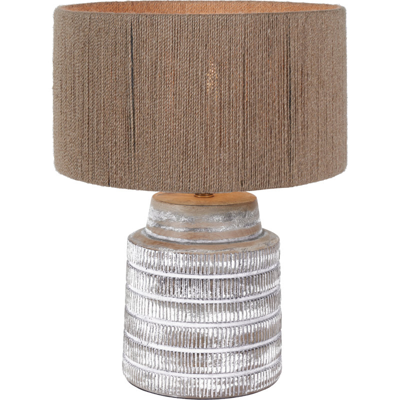 Wood Table Lamp, Burlap, 16.54" H x 11.81" W x 11.81" D, Beige