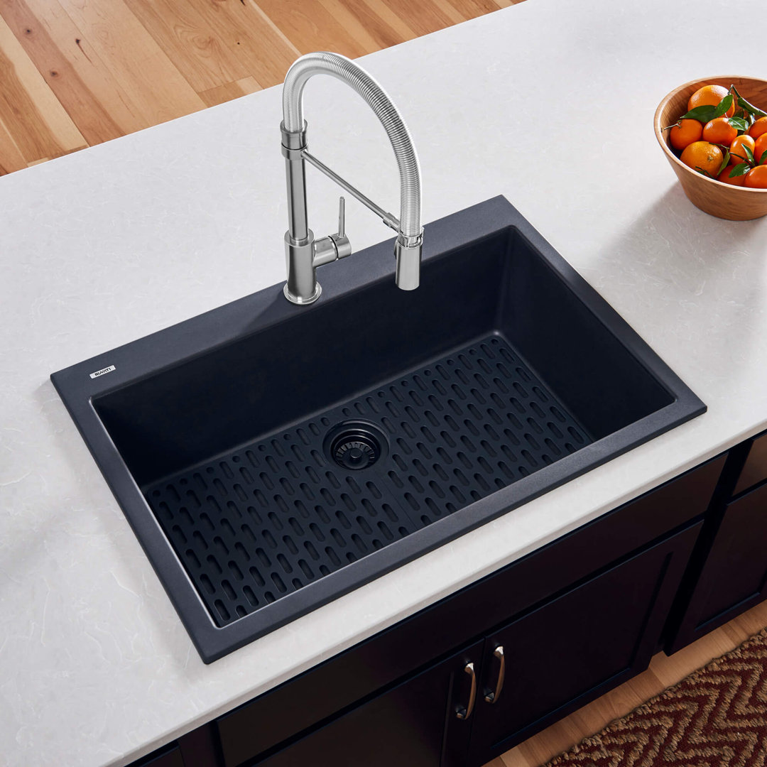 Ruvati 30 x 20 inch epiGranite Drop-in Topmount Granite Composite Quartz Single Bowl Kitchen Sink Ruvati 