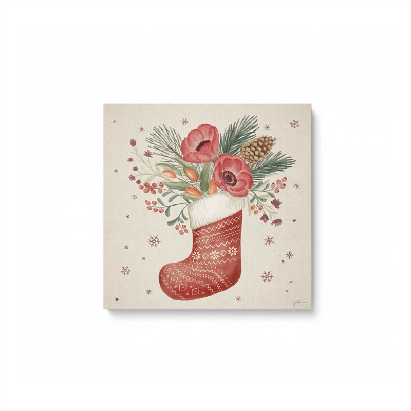 Impression de bas de Noël rétro sur toile tendue, Toile tendue, H 12 po x l 12 po x P 1,25 po