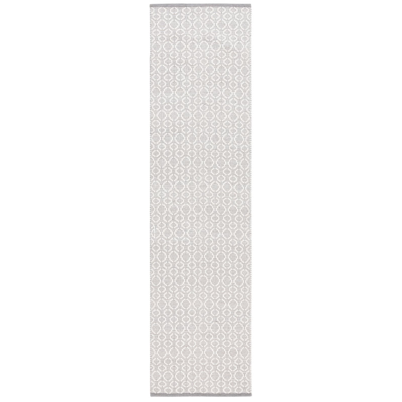 Nickholas Flat Weave Wool/Cotton Geometric Rug in Ivory/Gray, Runner 2'3" x 9'