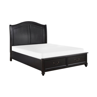 Grand lit plateforme classique avec rangement, motif brun anthracite, chambre à coucher traditionnelle