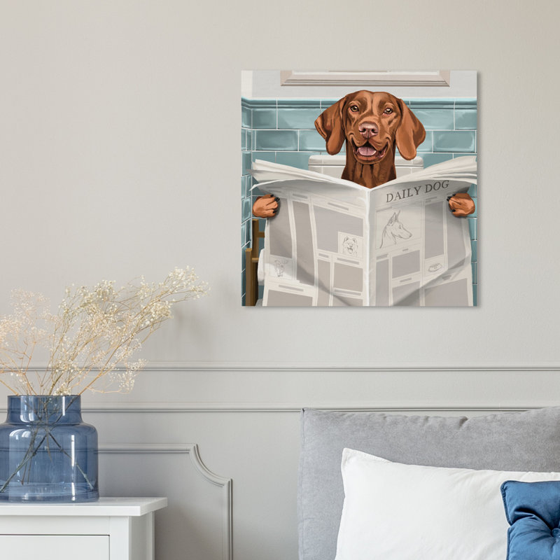 " Occupied Bathroom ", Wrapped Canvas, 20" H x 20" W x 1.5" D