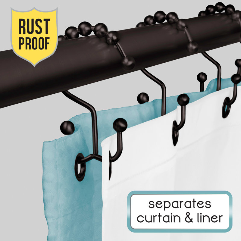 Brass Double Hook Rust Resistant Shower Curtain Hooks Set
