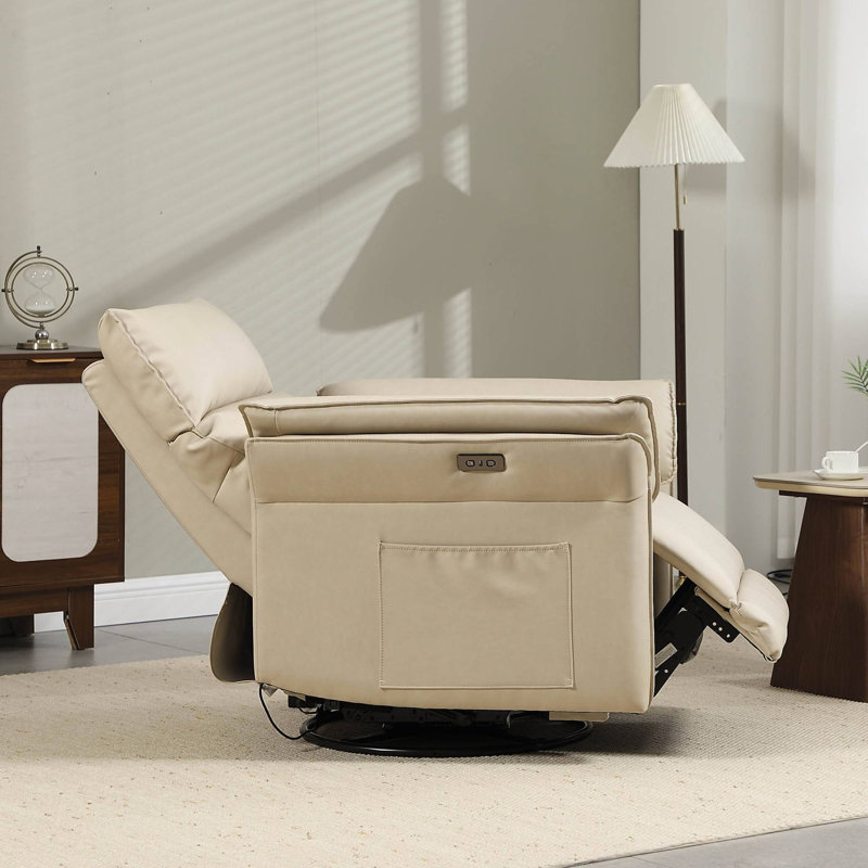 Faux Leather Electric Adjustable Upholstered Lounge Chair Recliner, Beige