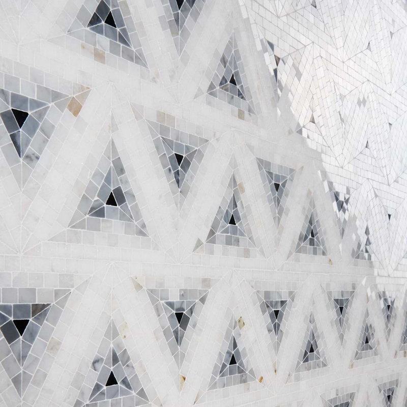 Ako 5" Triangle Marble Micro Mosaic Tile, Grigio Gray