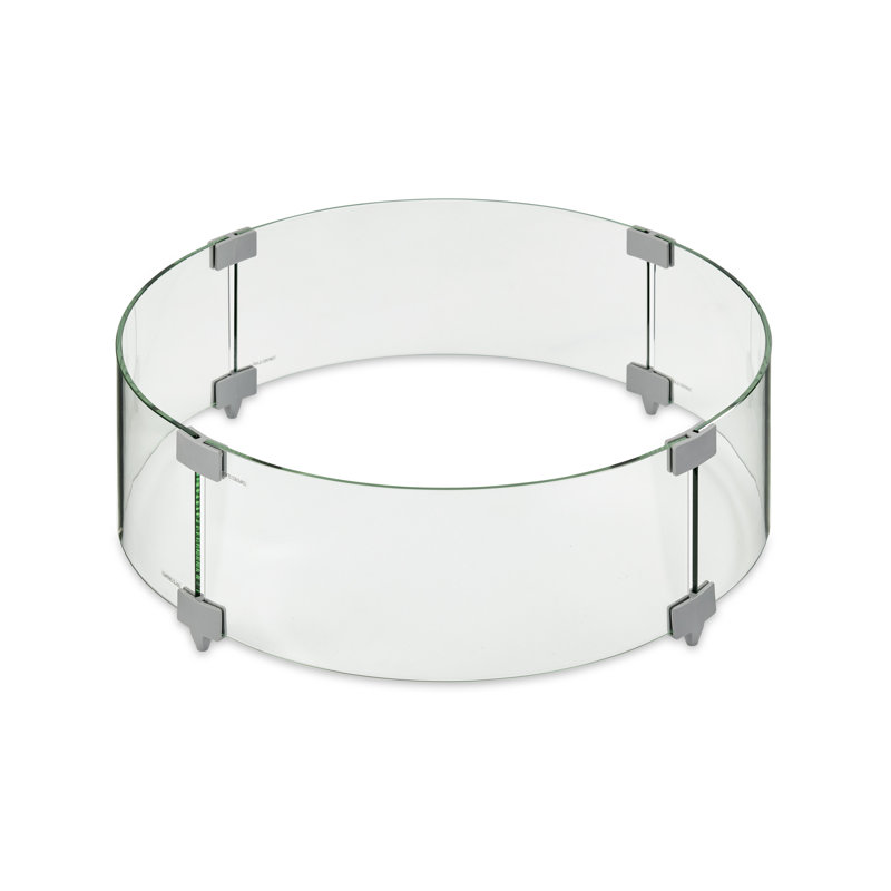 Round Glass Fire Pit Accessory, 6.75" H x 25" W x 25" D