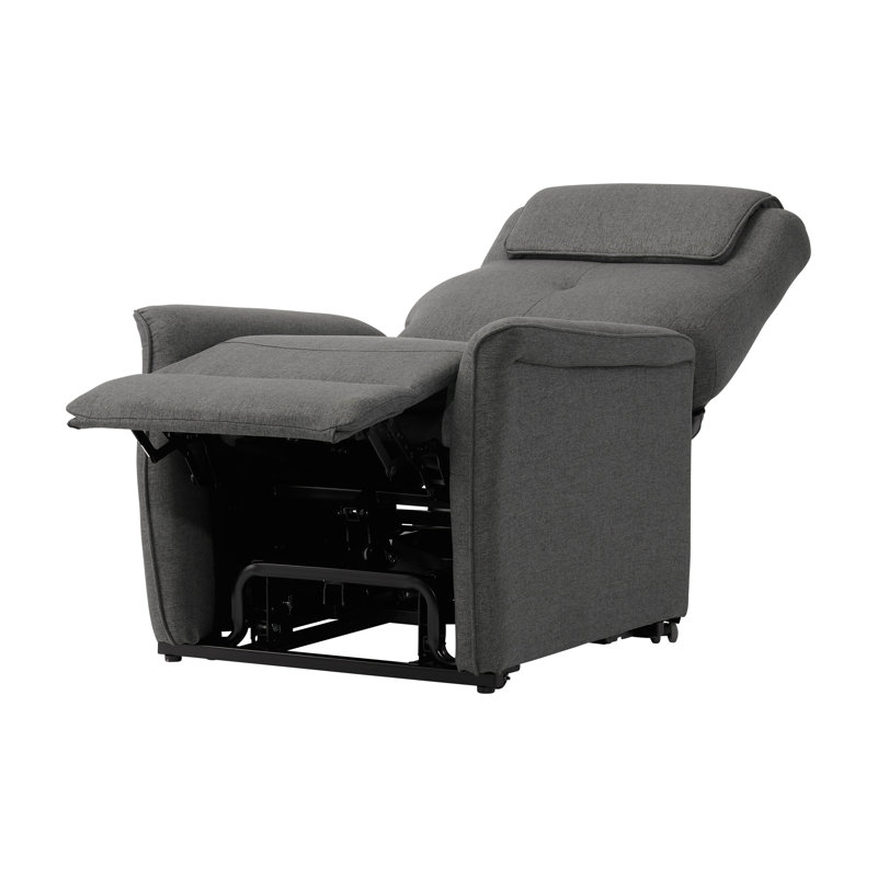 31" Wide Upholstered Lift Assist Power Glider Recliner, Gray 100% Polyester
