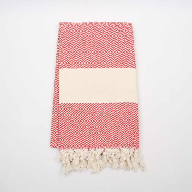 Serviettes en coton turc à motif de losanges - peshtemal et peshkir, séchage rapide et douceur, Rouge