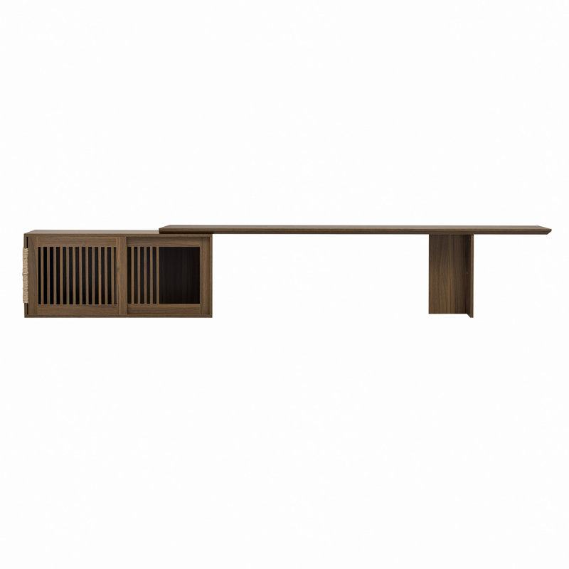 Meuble télé Mid-Century Morden en noyer avec table extensible