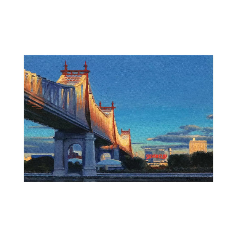 «59th Street Bridge at Sunset» par Nick Savides - peinture sur toile tendue, H 18 po x l 26 po x P 1,5 po