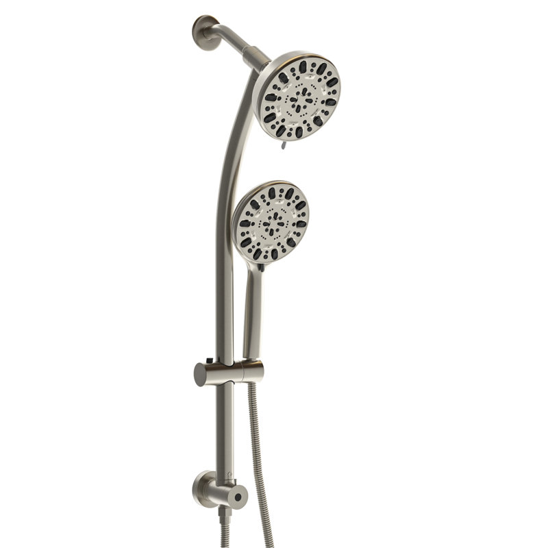 4.7" Rain Showerhead And 7 Hand Shower Package In Brushed Nickel, With Adjustable Slide & Holder Kit Nickel Showerhead, Shower, Bar Hose