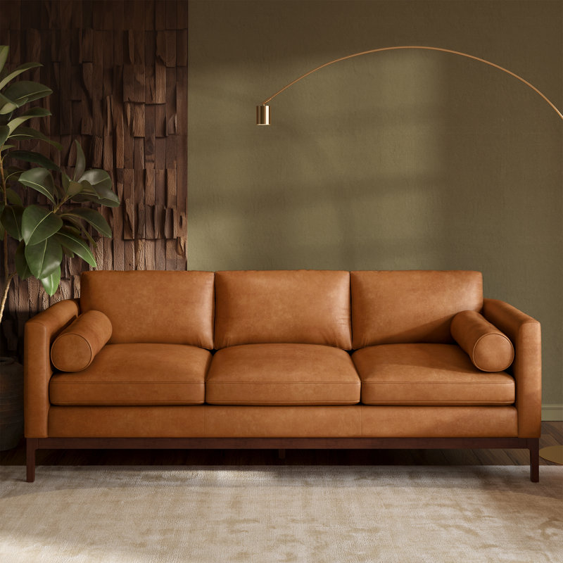 Toscano 89" Genuine Italian Leather Sofa, Tan