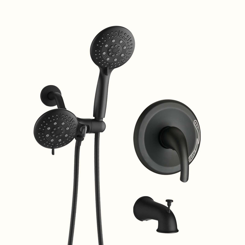 Complete Shower System with Rough in-Valve, Matte Black
