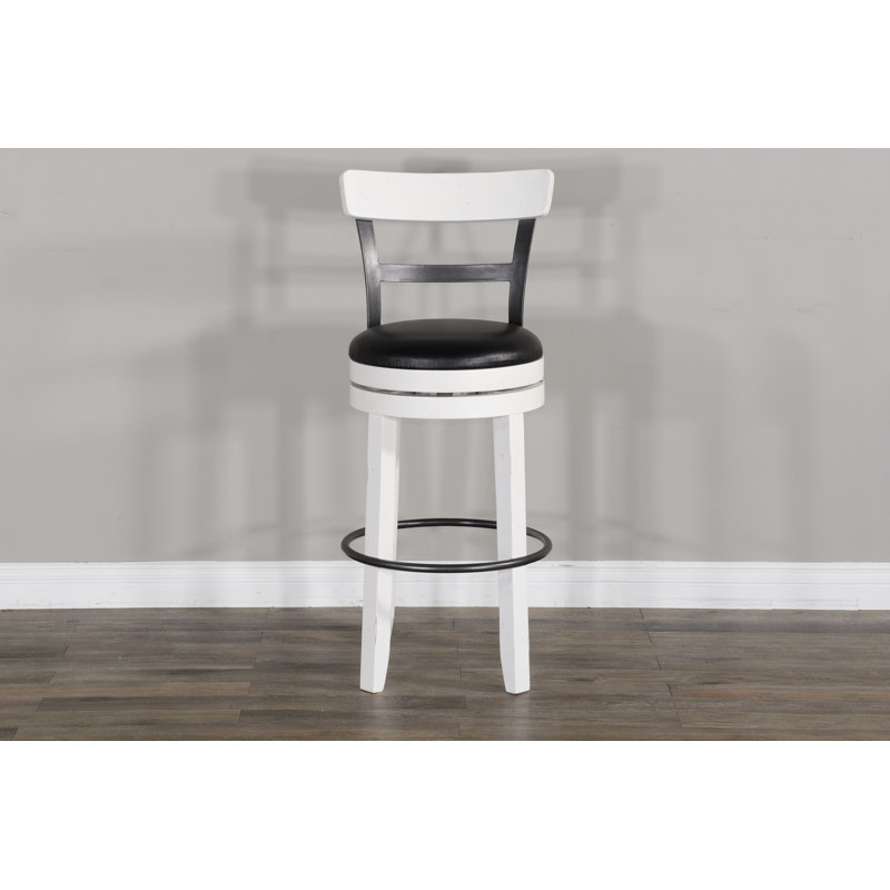 Meilani Swivel Upholstered Counter Stool, Bar Stool (30” Seat Height), Distressed White