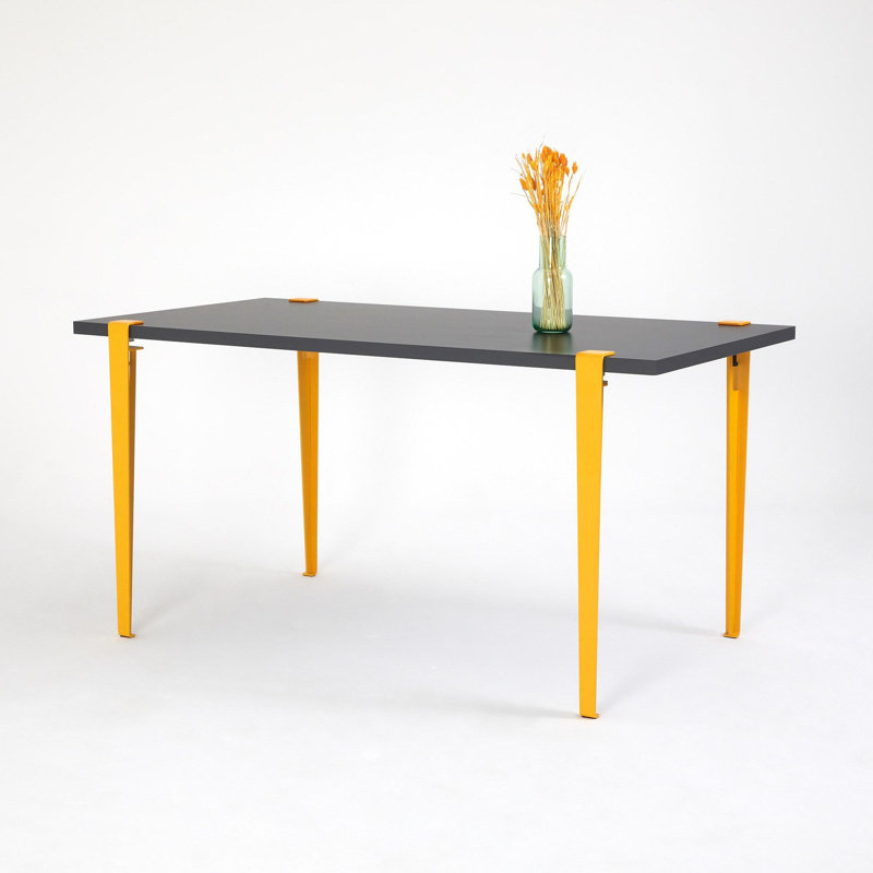 Table repas, Noir, noir, noir, noir, H 29,48 po x L 29,48 po x l 58,95 po, Jaune