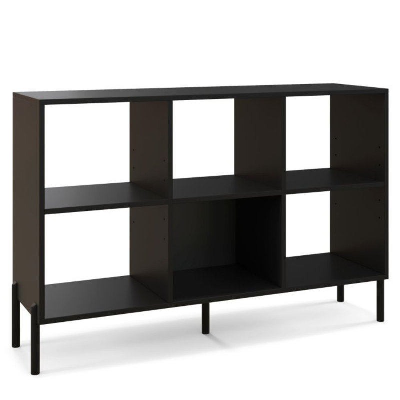 Open-Back Bookshelf With Drawer For Study, Black