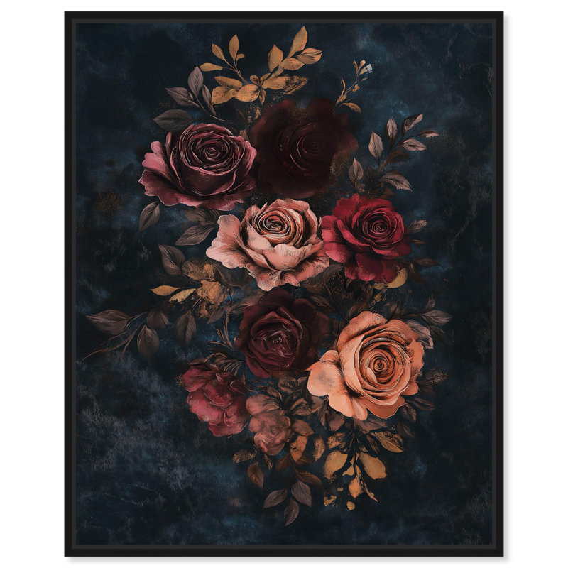 «Gothic Blossom Glow II» par Art Remedy, Cadre flottant noir, H 25 po x l 21 po
