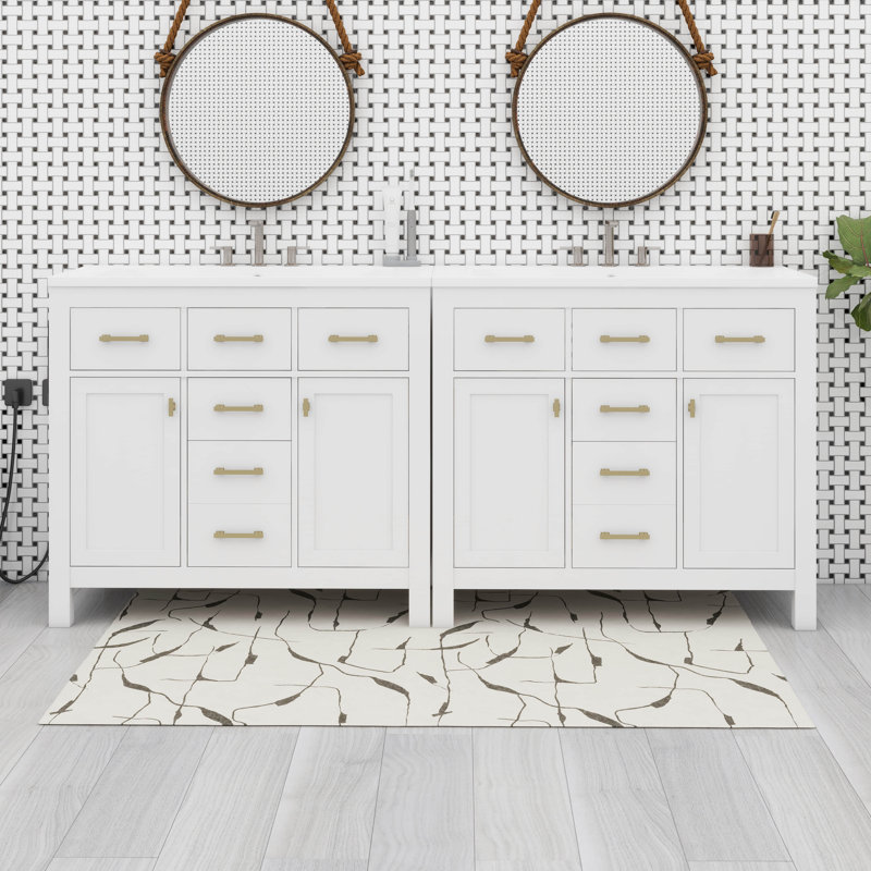 72'' Bathroom Vanity Set,Modern Freestanding Single Bathroom Cabinet With Drawers & Cabinets, White