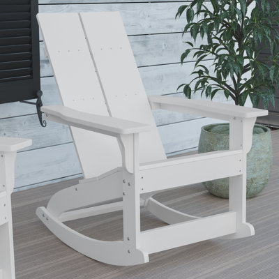 Chaise berçante moderne en résine de polyester à 2 lattes Adirondack pour l'intérieur et l'extérieur